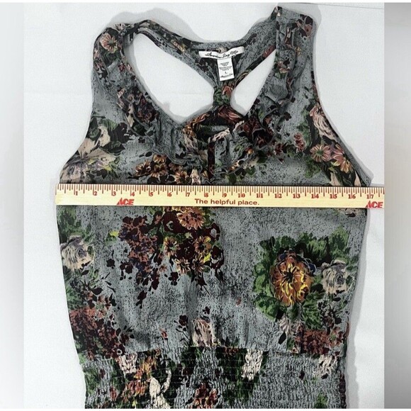 American Rag Sz. Large Sleeveless Floral Chiffon Ruffle Collared Blouse - Picture 4 of 5
